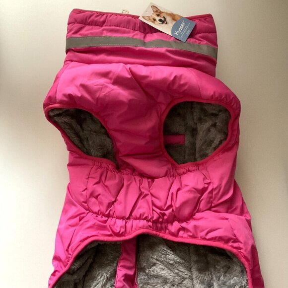 PINK WARM DOG COAT REFLECTIVE WINDPROOF,  WINTER DOG JACKET XL - Picture 5 of 11